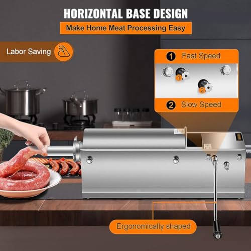 5l Horizontal Sausage Stuffer with 4 Stainless Steel Nozzles for Hot Dogs and Bratwurst