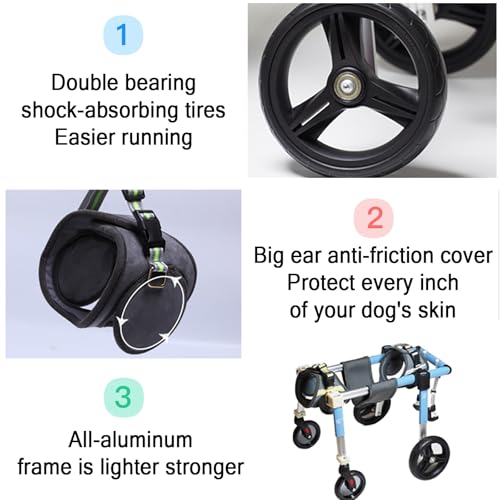 Adjustable Dog Wheelchair for Back Legs, Full Support li Aid for Mum to Lar Dogs, Hip Brace & Pet Wheel Chair for Enhanced li & Independence