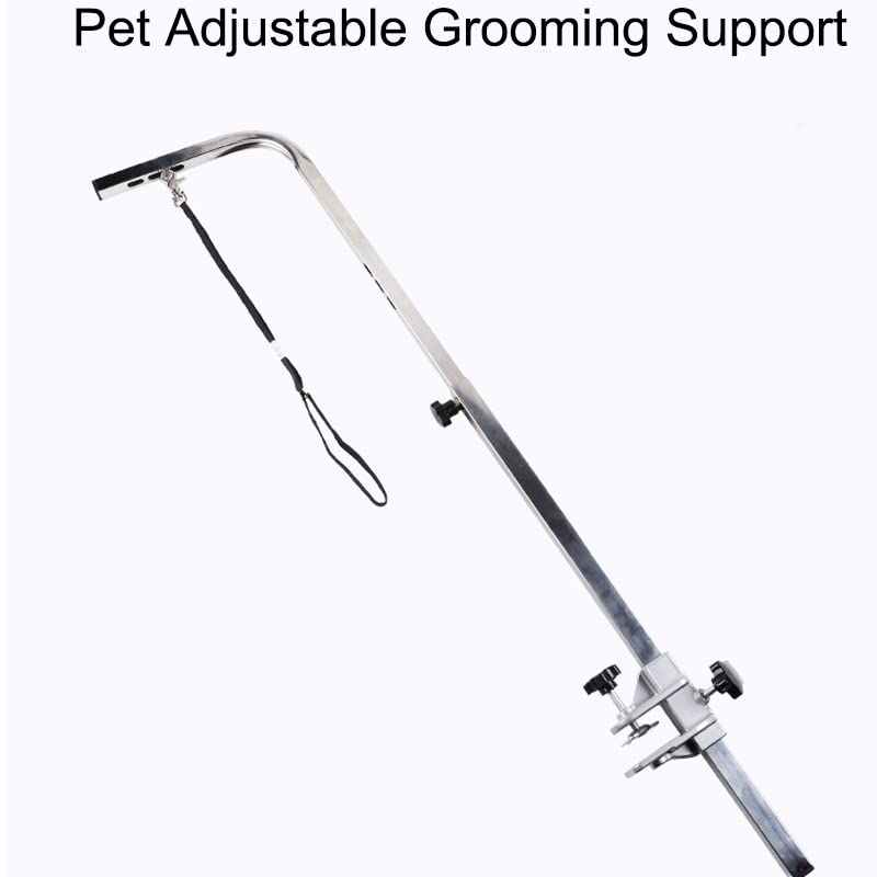 105cm Pets Grooming Bracket with Sling Adjustable Steel Suspender Grooming Table Arm Support Dog Cat Holder for Bath Desk
