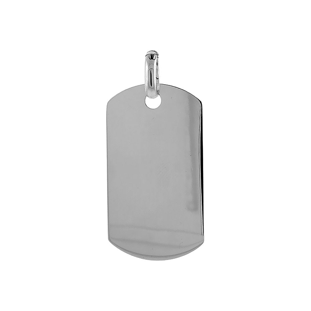3 Sizes Plain Sterling Silver Dog Tag Necklace for Men & Women Polished Finish Nickel Free Italy Available with or Without Chain