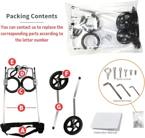 Adjustable Dog Wheelchair for Hind Leg Rehabilitation - Medium, Large & Small Pet Mobility Harness, Lightweight Two-Wheel Support for Dogs with Mobility Issues