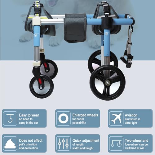 Adjustable Dog Wheelchair for Back Legs, Full Support li Aid for Mum to Lar Dogs, Hip Brace & Pet Wheel Chair for Enhanced li & Independence