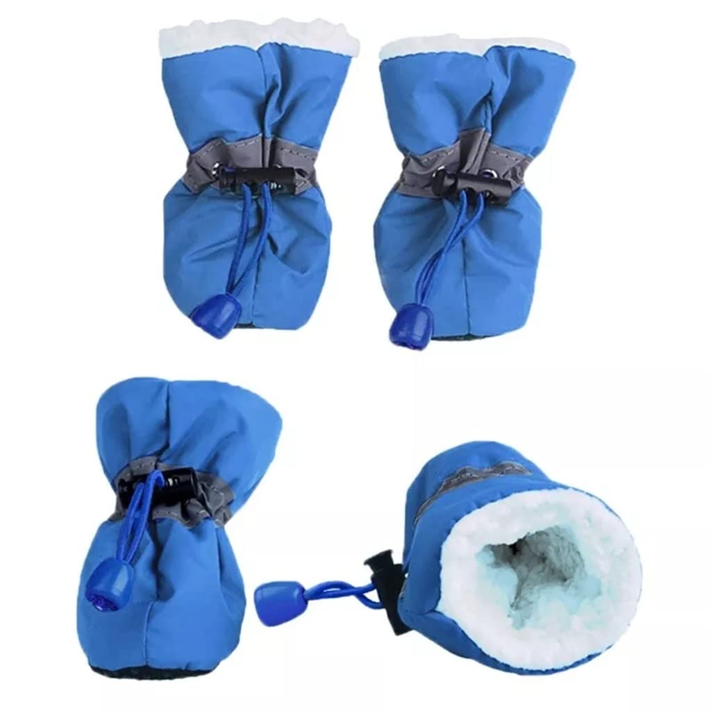 4pcs Antiskid Puppy Shoes Pet Protection Soft-Soled Pet Dog Shoes Winter Prewalkers Soft Supplies Pet Paw Care (Color : Blue Size : 1 Code) (Blue 4 code)