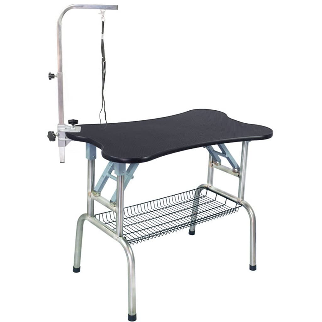 105cm Pets Grooming Bracket with Sling Adjustable Steel Suspender Grooming Table Arm Support Dog Cat Holder for Bath Desk