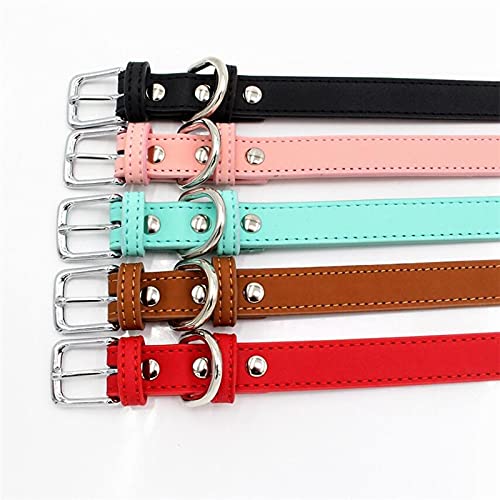 5 Colors PU Small Dogs Collars XS-M Adjustable Zinc Alloy Solid Color Puppy Collar Comfortable Durable Pets Supplies Accessories (Color : Black Size : 27-33cm)