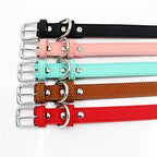 5 Colors PU Small Dogs Collars XS-M Adjustable Zinc Alloy Solid Color Puppy Collar Comfortable Durable Pets Supplies Accessories (Color : C Size : 27-33cm)