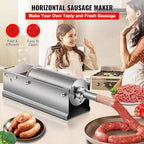 5l Horizontal Sausage Stuffer with 4 Stainless Steel Nozzles for Hot Dogs and Bratwurst