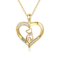 10K 14K 18K Gold Cat/Dog Necklace Personalized Engraved Name Real Yellow Gold Pets Heart Pendant Animal Jewelry Gifts for Women Pet Lover