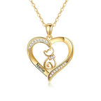 10K 14K 18K Gold Cat/Dog Necklace Personalized Engraved Name Real Yellow Gold Pets Heart Pendant Animal Jewelry Gifts for Women Pet Lover