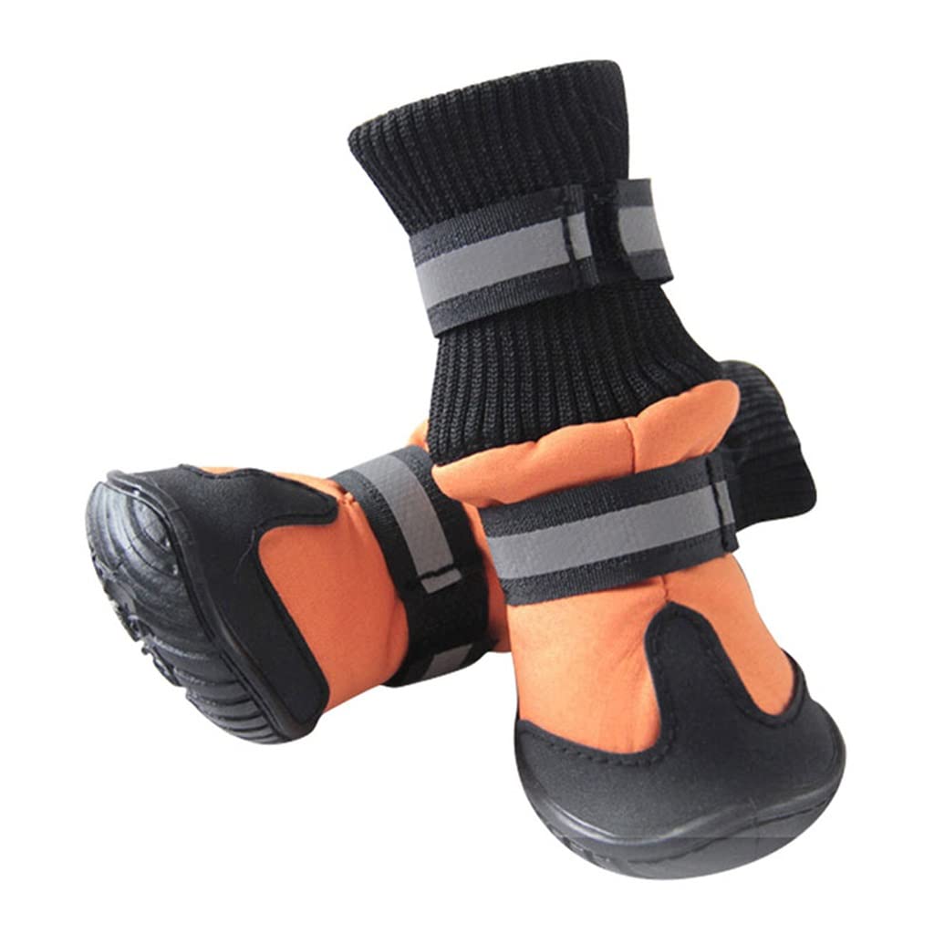 4Pcs/Set Spring Winter Pet Dog Shoes Waterproof Small Big Dog's Boots Cotton Non Slip XS XL (Orange XL Code)