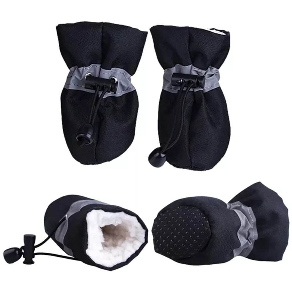 4pcs Antiskid Puppy Shoes Pet Protection Soft-Soled Pet Dog Shoes Winter Prewalkers Soft Supplies Pet Paw Care (Color : Blue Size : 1 Code) (Black 2 code)