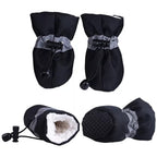 4pcs Antiskid Puppy Shoes Pet Protection Soft-Soled Pet Dog Shoes Winter Prewalkers Soft Supplies Pet Paw Care (Color : Blue Size : 1 Code) (Black 2 code)