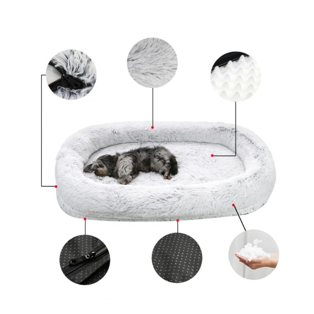ALLC Dog Bed Creative Kennel Winter Warm Removable and Washable Large Sponge Mat Human Sleeping Mat Pet Supplies Cozy Sleeping Pet Bed for Cat and Dog (Color : Khaki, Size : 165 * 100 * 25cm)
