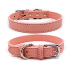 5 Colors PU Small Dogs Collars XS-M Adjustable Zinc Alloy Solid Color Puppy Collar Comfortable Durable Pets Supplies Accessories (Color : A Size : 29-38cm)