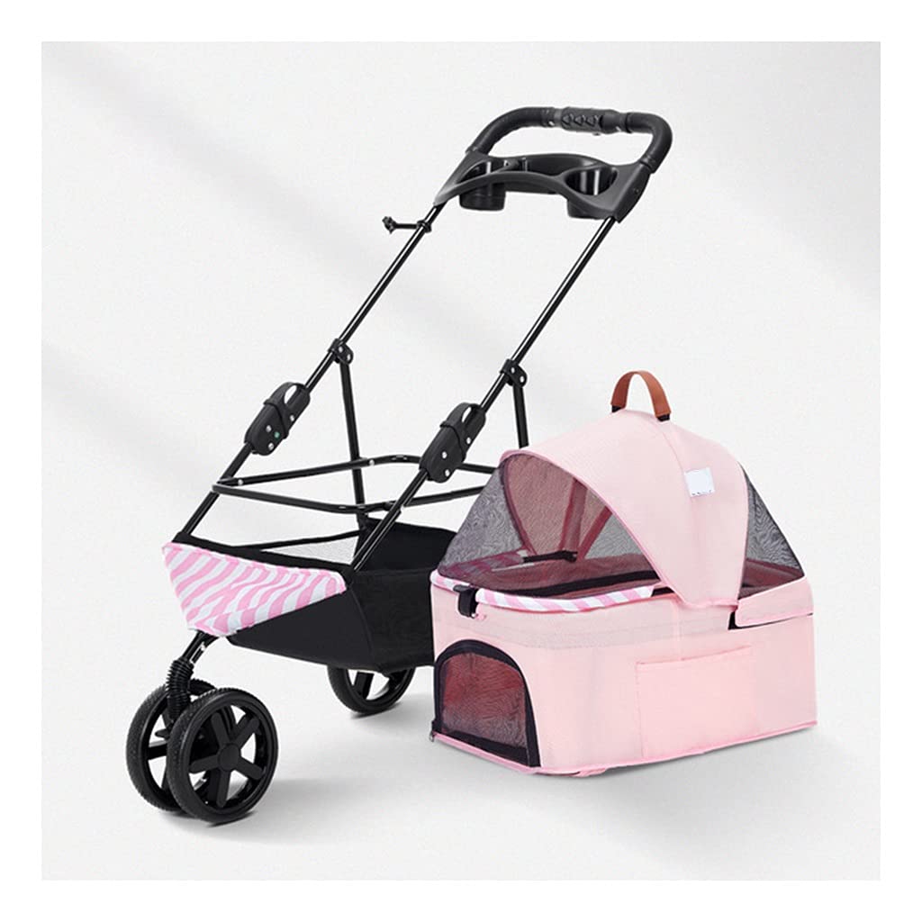3 Wheel Pet Stroller Foldable for Small Medium Dogs and Cats, Pet Supplies Travel Beach Pet Buggy Dog Bicycle Trailer with Large Storage Basket, Capacity 25Kg (Color : Gray)