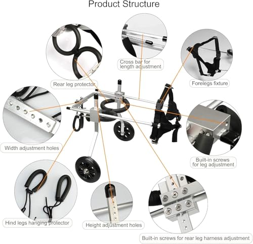 Adjustable Dog Wheelchair for Hind Leg Rehabilitation - Medium, Large & Small Pet Mobility Harness, Lightweight Two-Wheel Support for Dogs with Mobility Issues