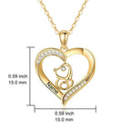 10K 14K 18K Gold Cat/Dog Necklace Personalized Engraved Name Real Yellow Gold Pets Heart Pendant Animal Jewelry Gifts for Women Pet Lover