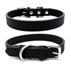 5 Colors PU Small Dogs Collars XS-M Adjustable Zinc Alloy Solid Color Puppy Collar Comfortable Durable Pets Supplies Accessories (Color : Black Size : 29-38cm)