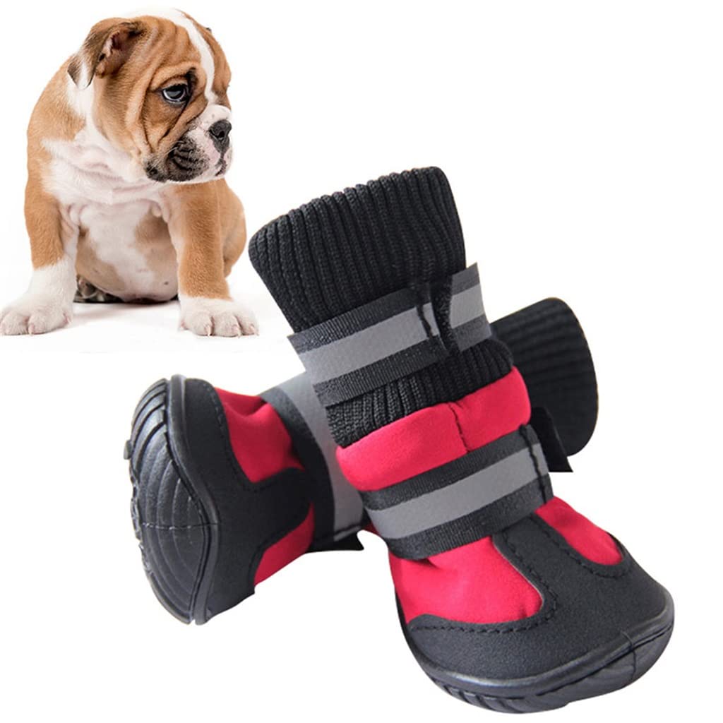 4Pcs/Set Spring Winter Pet Dog Shoes Waterproof Small Big Dog's Boots Cotton Non Slip XS XL (Orange L Code)