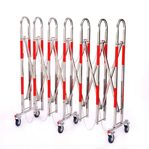 Adjustable Expandable Bcade Gate with Wheels - Mobile Retractable Traffic Fence & Stainless Steel Safety Barrier for Driveway, Crowd Control, Outdoor Events & Pet Safety
