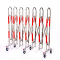 Adjustable Expandable Bcade Gate with Wheels - Mobile Retractable Traffic Fence & Stainless Steel Safety Barrier for Driveway, Crowd Control, Outdoor Events & Pet Safety
