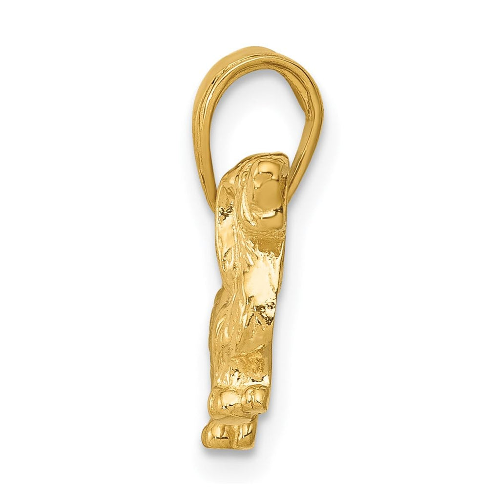 14K Yellow Gold Long-Haired Dachshund Dog Pendant