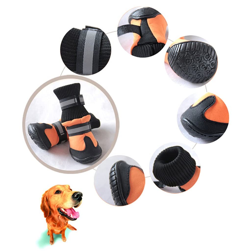 4Pcs/Set Spring Winter Pet Dog Shoes Waterproof Small Big Dog's Boots Cotton Non Slip XS XL (Orange L Code)