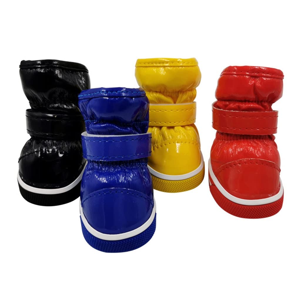 4pcs/Set Winter Pet Dog Shoes Small Warm Fleece Puppy Soft Supplies(D,Size 3)