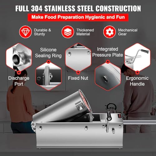 5l Horizontal Sausage Stuffer with 4 Stainless Steel Nozzles for Hot Dogs and Bratwurst