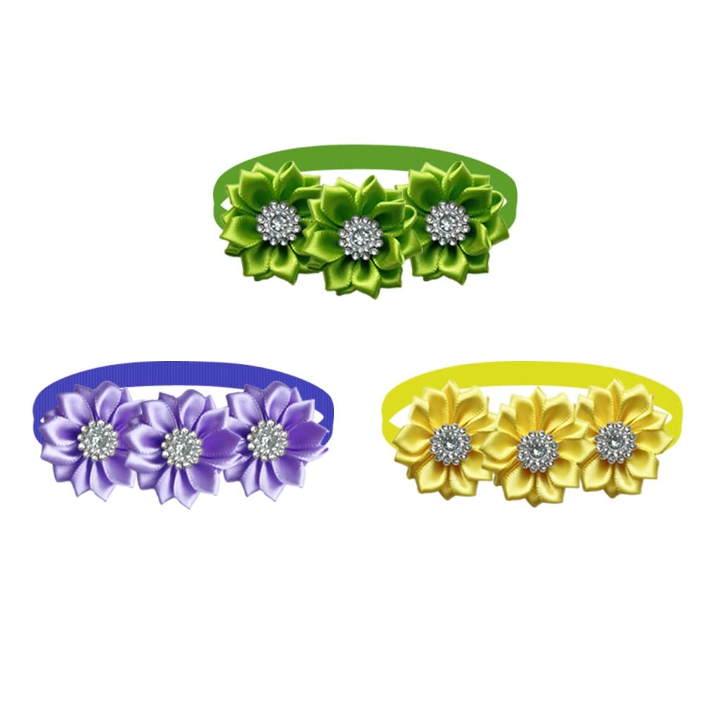 50/100pcs Dog Bow Tie Lots Flower Collar Diamod Accessories Small Dogs Cat Puppy Bowtie Bowties Pet Supplies