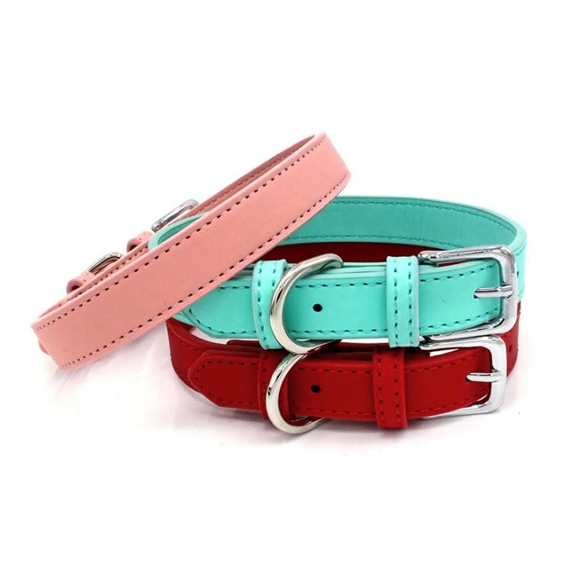5 Colors PU Small Dogs Collars XS-M Adjustable Zinc Alloy Solid Color Puppy Collar Comfortable Durable Pets Supplies Accessories (Color : D Size : 27-33cm)