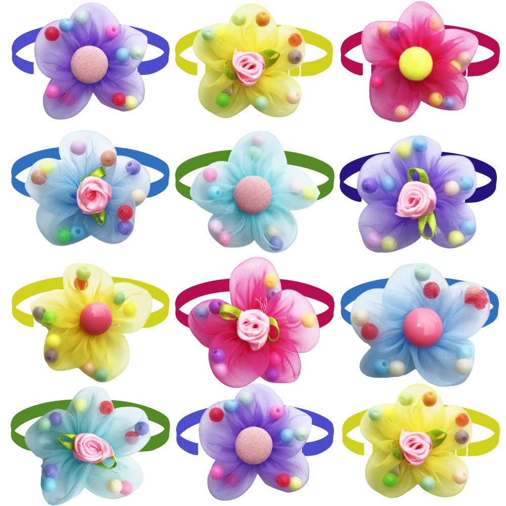 50/100 pcs Dog Cat Bow Ties Grooming Product for Small Medium Lace Flower Tie Necktie Pet Supplies