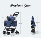 3 Wheel Pet Stroller Foldable for Small Medium Dogs and Cats, Pet Supplies Travel Beach Pet Buggy Dog Bicycle Trailer with Large Storage Basket, Capacity 25Kg (Color : Gray)