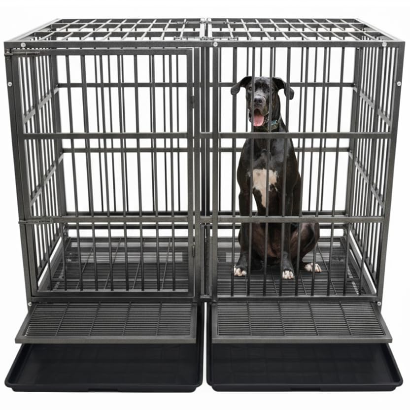54" Heavy Duty Dog Crate, Indestructible Kennel for Giant Dogs