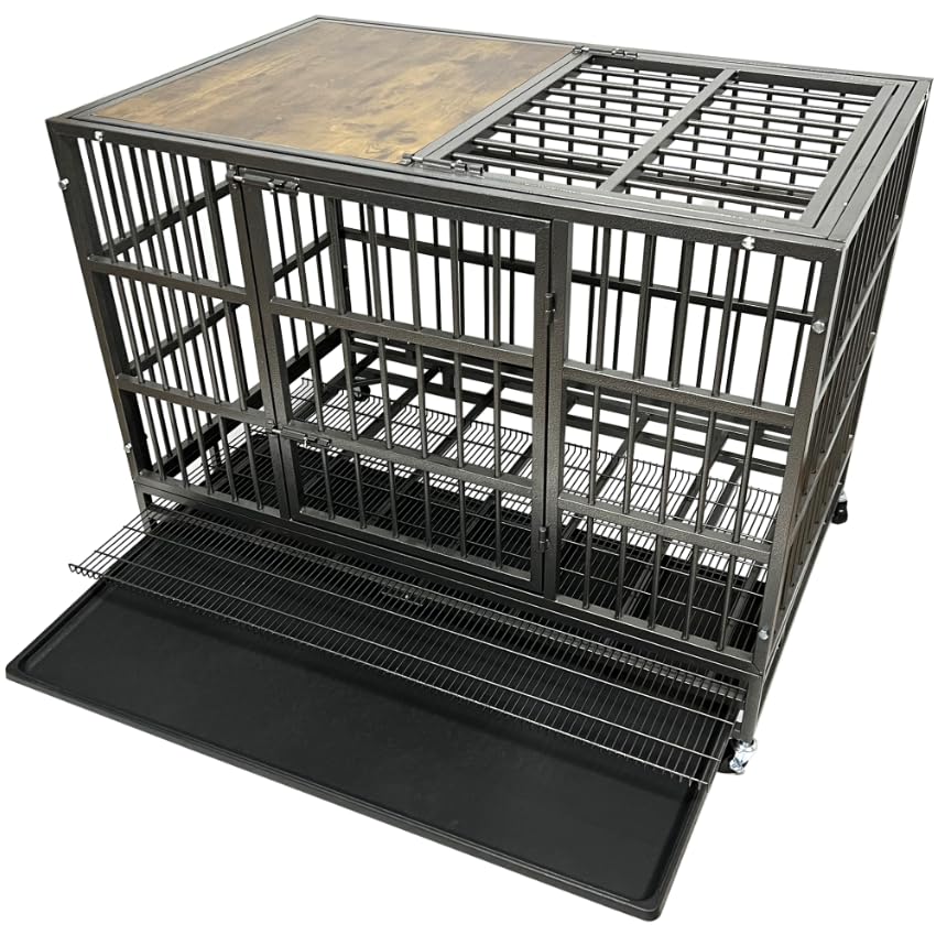 54" Heavy Duty Dog Crate, Indestructible Kennel for Giant Dogs