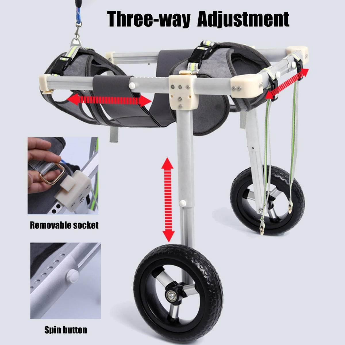 Adjustable 2 Wheels Dog Wheelchair for Back Leg, Dog Mobility Support Cart Suitable for Various Terrains, Doggie Rehabilitation Cart Leg Brace(Size XXL)