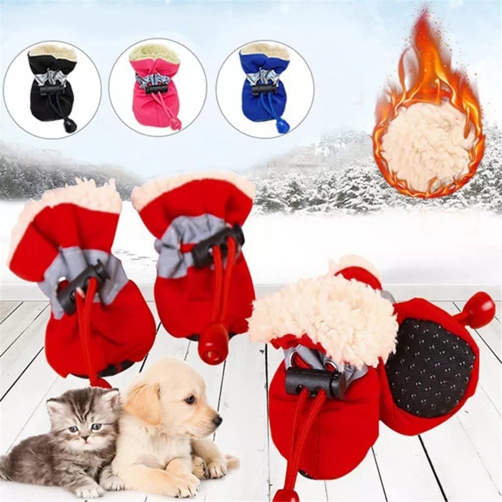 4pcs Antiskid Puppy Shoes Pet Protection Soft-Soled Pet Dog Shoes Winter Prewalkers Soft Supplies Pet Paw Care (Color : Blue Size : 1 Code) (Blue 4 code)