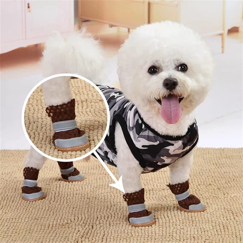 4 Piece Dog Shoe Covers for Small and Medium Pet Supplies Sandals Wear Resistant Pets(E,Size 1)