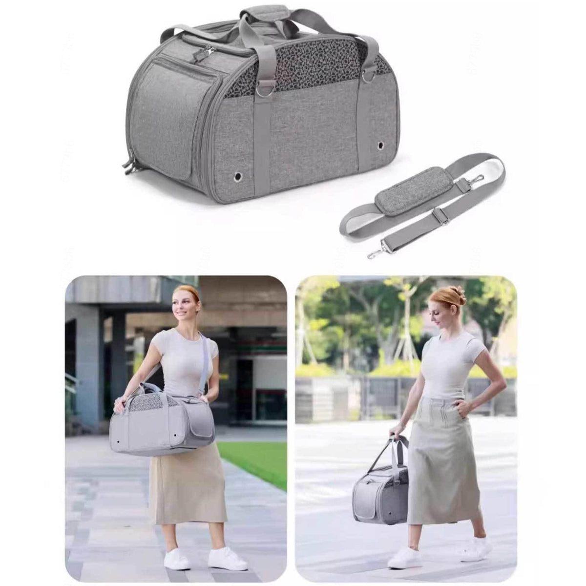 3-in-1 Pet Stroller for Small Medium Dogs Cat 4-Wheel Puppy Stroller with Detachable Carrier & Pad Lightweight Foldable Cat Stroller Trolley for Travel Shopping Walking,Grey