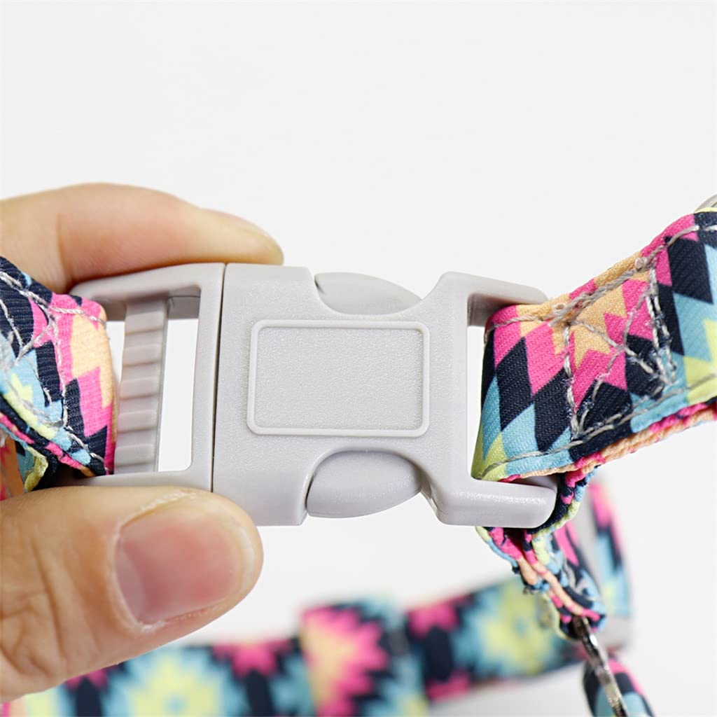 Adjustable Nylon Dog Sling Leash Set Printed Puppy Vest Pet Walking Leash Suitable for Small and Medium-Sized Dogs (D S)