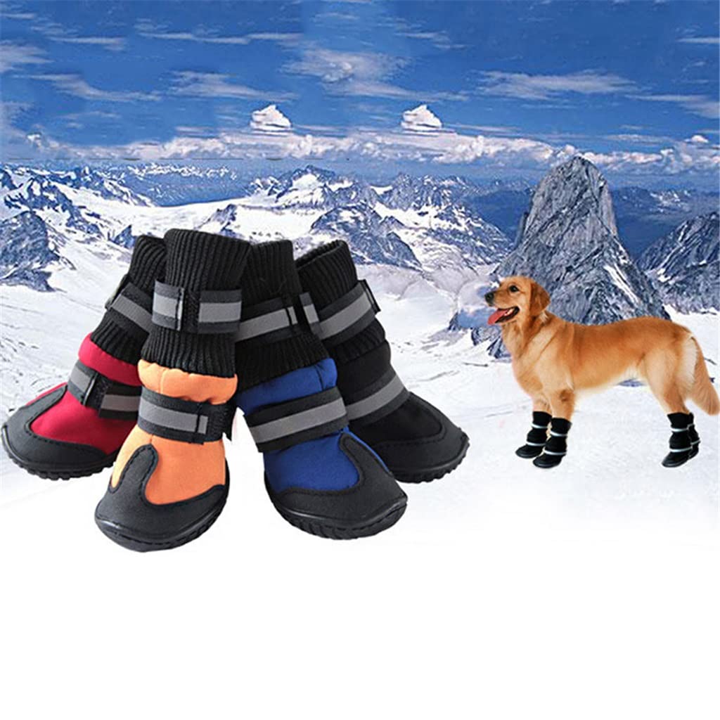 4Pcs/Set Spring Winter Pet Dog Shoes Waterproof Small Big Dog's Boots Cotton Non Slip XS XL (Orange L Code)