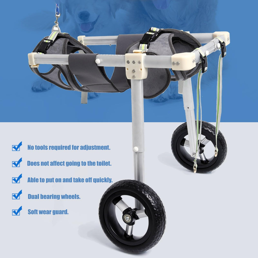 Adjustable 2 Wheels Dog Wheelchair for Back Leg, Dog Mobility Support Cart Suitable for Various Terrains, Doggie Rehabilitation Cart Leg Brace(Size XXL)