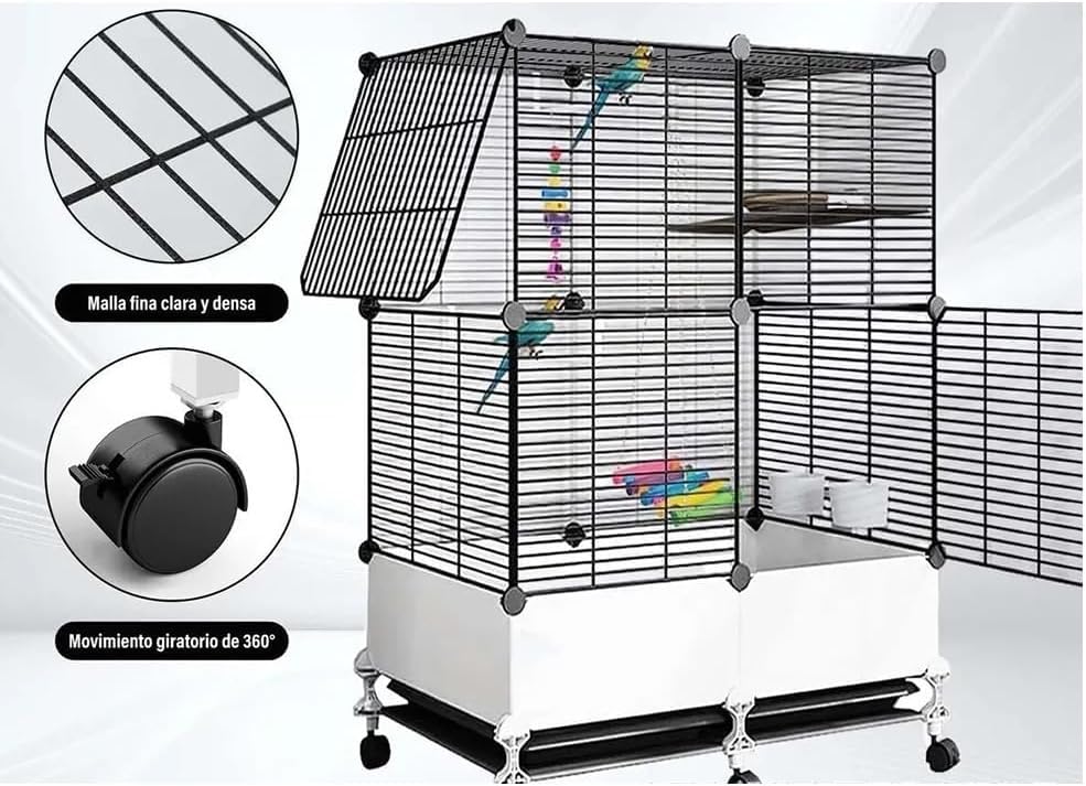 74 * 37 * 139cm Spacious Parrot Cage with Panoramic Views,