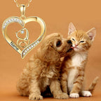 10K 14K 18K Gold Cat/Dog Necklace Personalized Engraved Name Real Yellow Gold Pets Heart Pendant Animal Jewelry Gifts for Women Pet Lover
