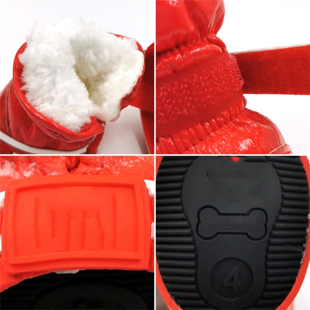 4pcs/Set Winter Pet Dog Shoes Small Warm Fleece Puppy Soft Supplies(D,Size 3)