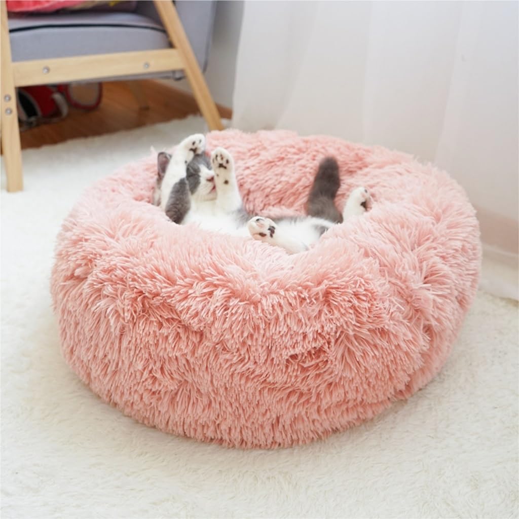 ALLC Dog Bed Dog Kennel Cat Nest Plush Round Autumn and Winter Pet Supplies Sofa Pet Nest Bed Dog Mat Cat Mat Cozy Sleeping Pet Bed for Cat and Dog (Color : Black, Size : Large)