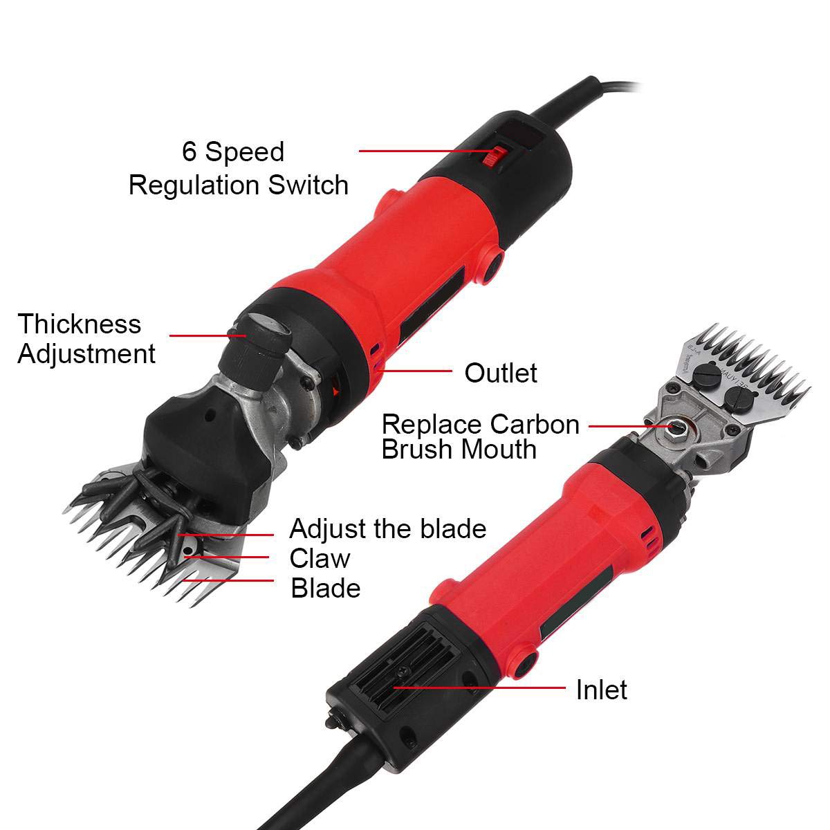1000W Electric Sheep Pet Hair Clipper Shearing Kit,Shear Wool Cut Goat Pet Animal Shearing Supplies Farm Cut Machine