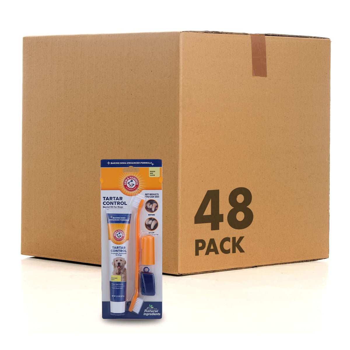 Arm & Hammer - Dog Toothpaste, Toothbrush Kit, Baking Soda, 48 Pack