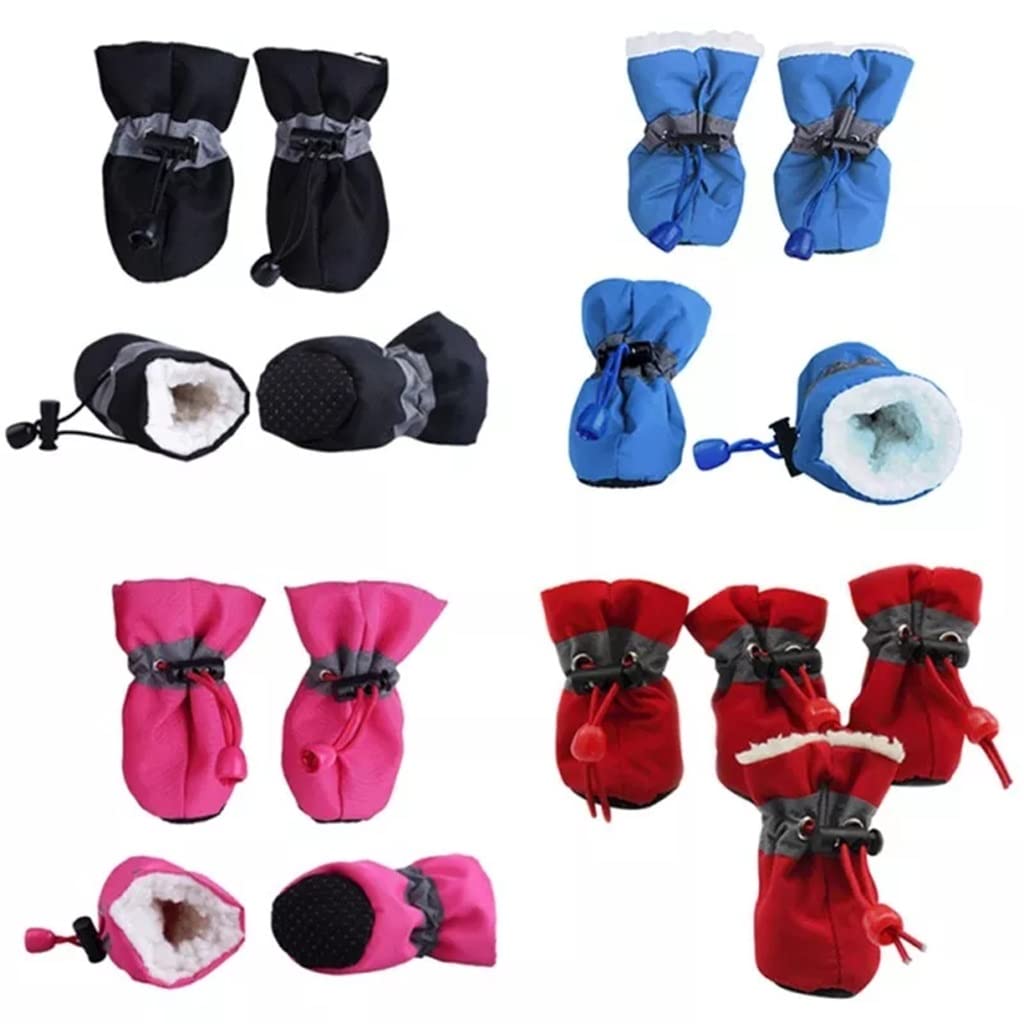 4pcs Antiskid Puppy Shoes Pet Protection Soft-Soled Pet Dog Shoes Winter Prewalkers Soft Supplies Pet Paw Care (Color : Blue Size : 1 Code) (Black 2 code)
