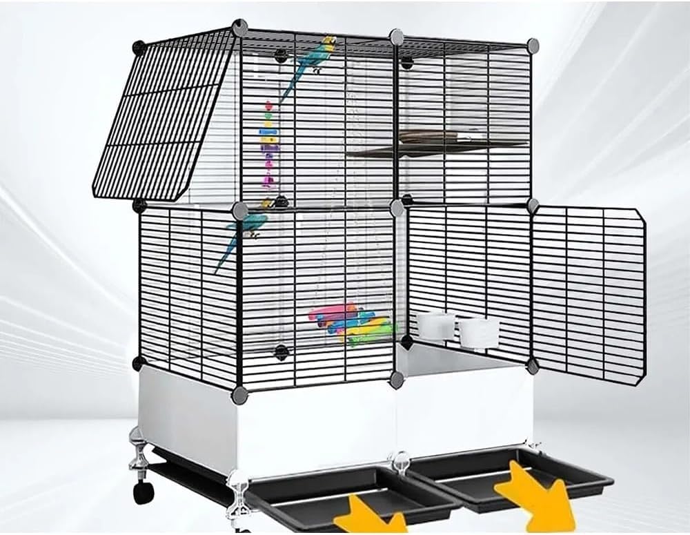 74 * 37 * 139cm Spacious Parrot Cage with Panoramic Views,